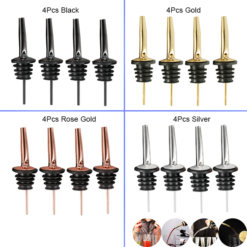 Wine Aerator Pour - 4Pcs hitam/mawar emas/perak penuang minuman keras,