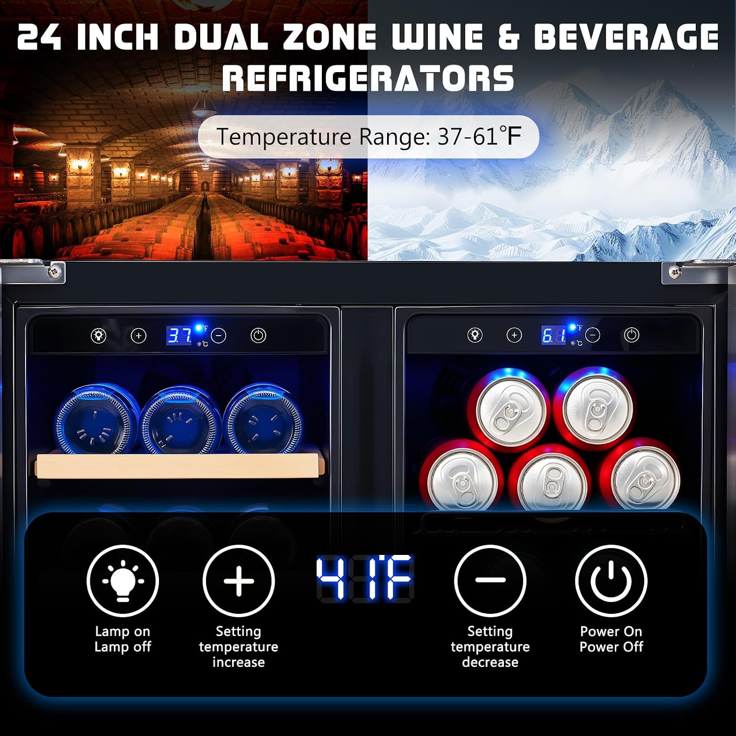 Kulkas Minuman, Kulkas Anggur  - Wine Beer Dual Zone ulasan dan harga