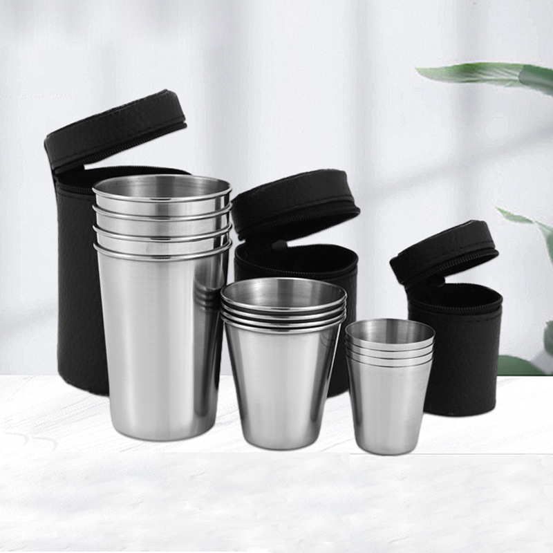 4 Buah Gelas Mini Set Stainles - Whisky Beer And Wine ulasan dan harga